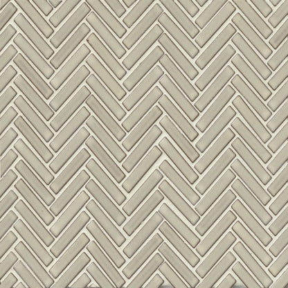 Bedrosians 90 1/2x2 Herringbone Mosaic - Gloss 11" x 12.25" Putty