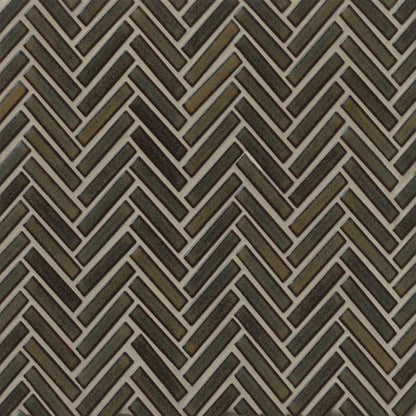 Bedrosians 90 1/2x2 Herringbone Mosaic - Gloss 11" x 12.25" Shadow
