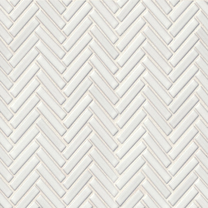 Bedrosians 90 1/2x2 Herringbone Mosaic - Gloss 11" x 12.25" White