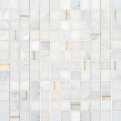 Bedrosians Ferrara 1" x 1" Mosaic Tile with Brass Bianco