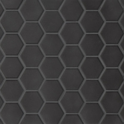 Bedrosians Le Cafe 2" x 2" Hexagon Mosaic Matte Black