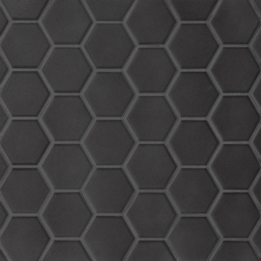 Bedrosians Le Cafe 2" x 2" Hexagon Mosaic Matte Black
