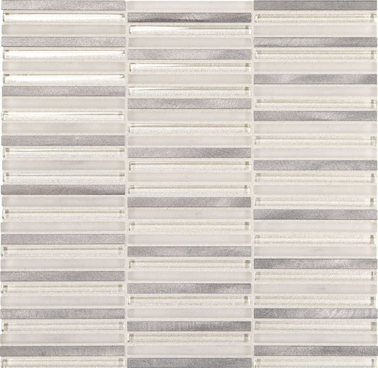 Daltile Fanfare Lucent Skies 12" X 12" Stacked Mosaic Celestial Winter
