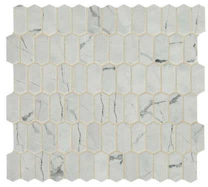 Daltile Fanfare Statuette 1" X 2" Picket Mosaic Silver Satin