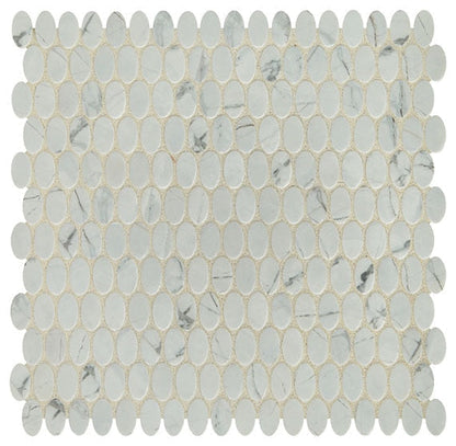 Daltile Fanfare Statuette 12" X 12" Oval Mosaic Silver Satin