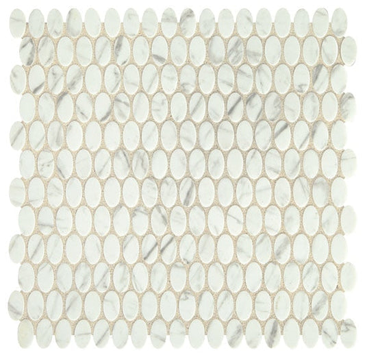 Daltile Fanfare Statuette 12" X 12" Oval Mosaic Venetian White