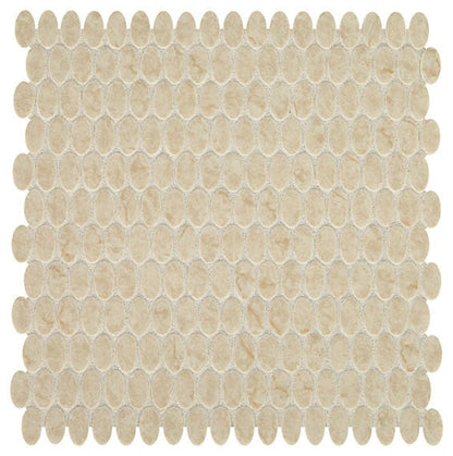 Daltile Fanfare Statuette 12" X 12" Oval Mosaic Harbor Beige