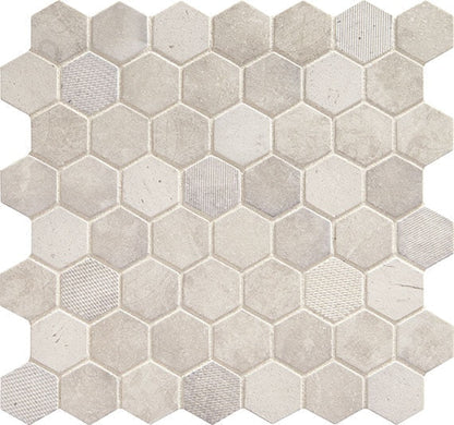 Daltile Fanfare Vintage Hex 12" X 12" Hexagon Mosaic Wisdom White