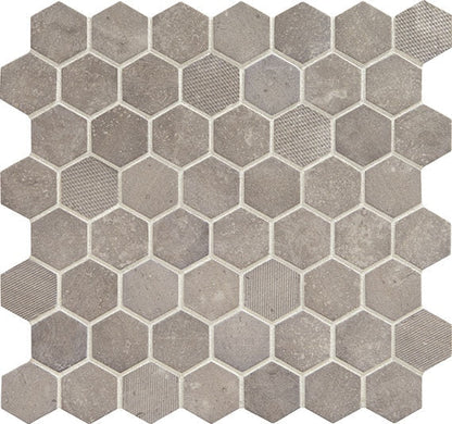 Daltile Fanfare Vintage Hex 12" X 12" Hexagon Mosaic Artifact Gray