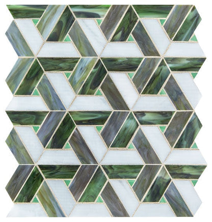 Daltile Fanfare 1" X 3" Trapezoid Mosaic Enchanted Green