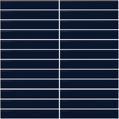 Daltile Color Wheel Mosaic 12'' X 10'' Straight 1'' X 6'' Glossy Navy