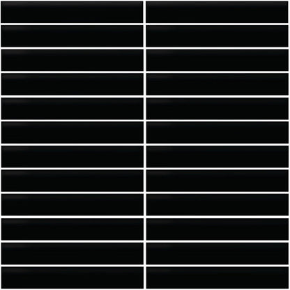 Daltile Color Wheel Mosaic 12'' X 10'' Straight 1'' X 6'' Matte Matte Black