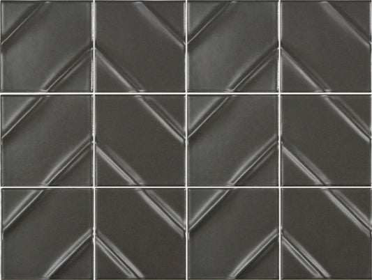 Emser Kumito 12"x16" Chevron Mosaic 3.9"X3.9" Matte Black