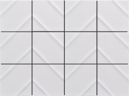 Emser Kumito 12"x16" Chevron Mosaic 3.9"X3.9" Matte White