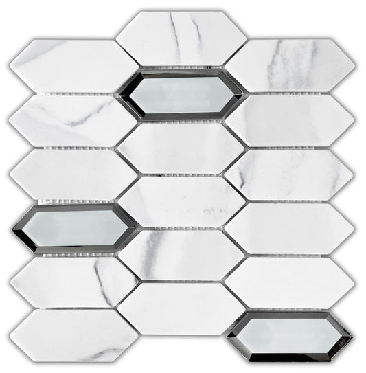 Emser L'Amour 12"x12" Picket Mosaic White