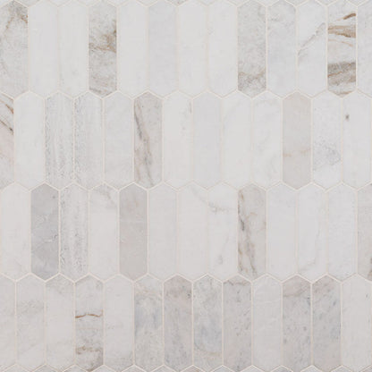 MS International Decorative Mosaic 12" x 12" Picket Arabescato Venato White