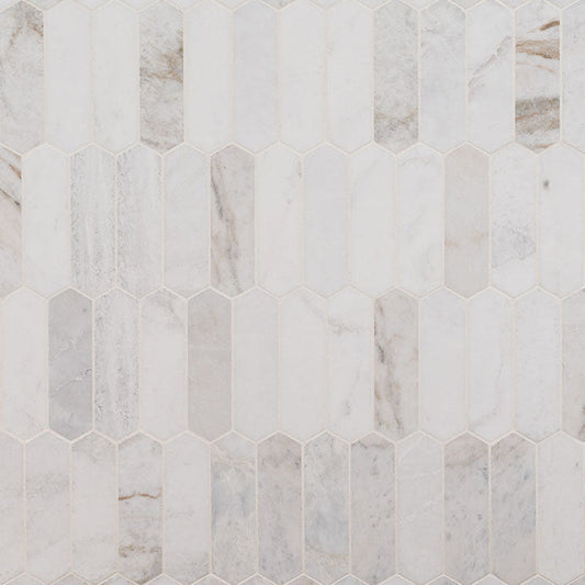MS International Decorative Mosaic 12" x 12" Picket Arabescato Venato White