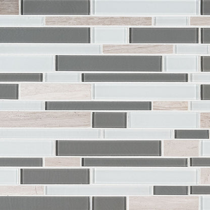 MS International Decorative Mosaic 12" x 12" Interlocking Gray Cliff