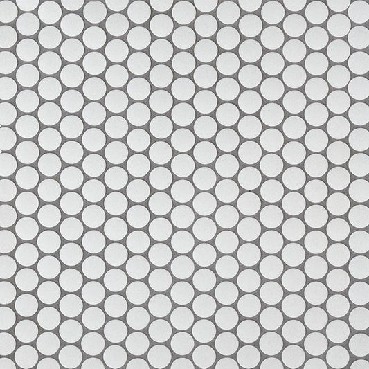 MS International Domino 12" x 12" Penny Round Matte Bianco
