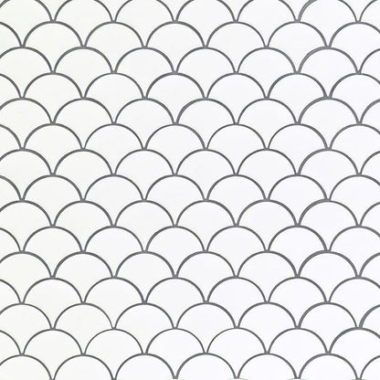MS International Domino 12" x 12" Scallop Glossy White