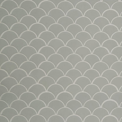 MS International Domino 12" x 12" Scallop Glossy Gray