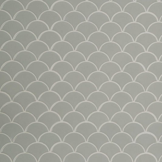 MS International Domino 12" x 12" Scallop Glossy Gray
