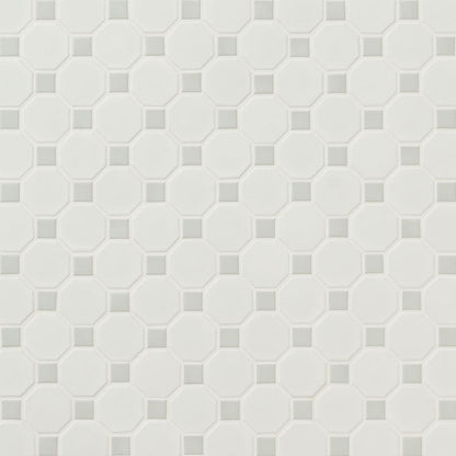 MS International Domino 12" x 12" Octagon 2" White And Gray