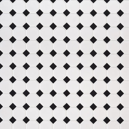 MS International Domino 12" x 12" Octagon 2" White And Black