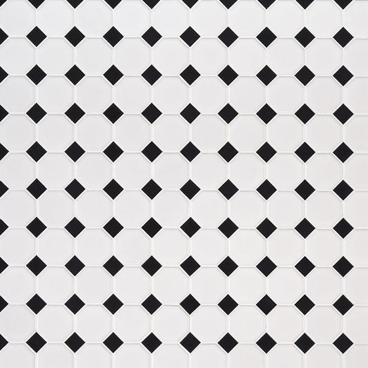 MS International Domino 12" x 12" Octagon 2" White And Black