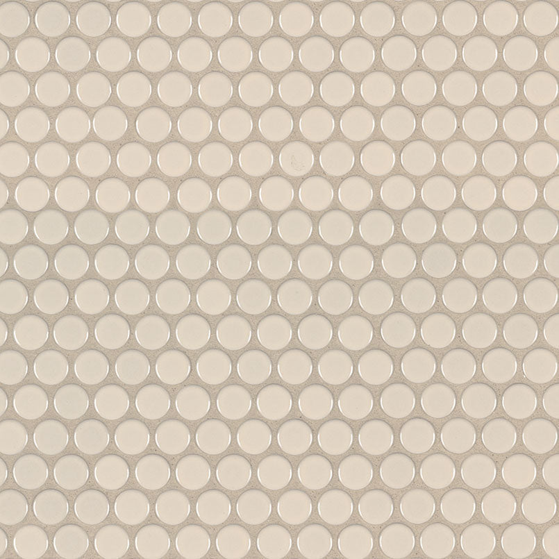 MS International Domino 12" x 12" Penny Round GLossy Almond 