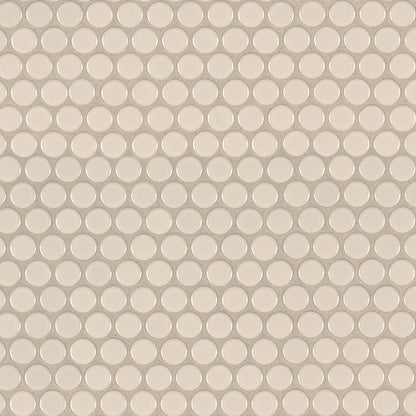 MS International Domino 12" x 12" Penny Round GLossy Almond 