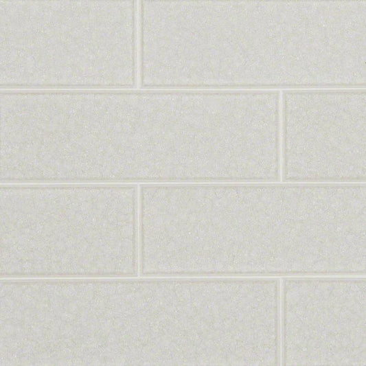 MS International Decorative Mosaic 12" x 12" Subway 3" x 9" Frosted Icicle Glass