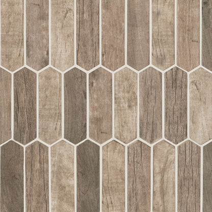 MS International Decorative Mosaic 12" x 12" Picket Driftwood