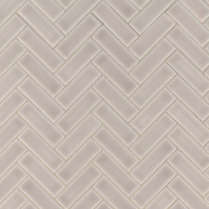 MS International Highland Park 12" x 12" Glossy Portico Pearl Herringbone 