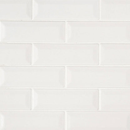 MS International Highland Park 12" x 12" Mosaic 2" x 6" Glossy Whisper White