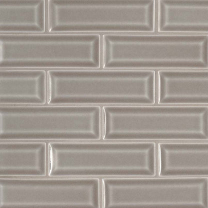 MS International Highland Park 12" x 12" Mosaic 2" x 6" Glossy Dove Gray
