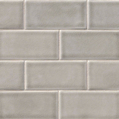 MS International Highland Park 12" x 12" Mosaic 3" x 6" Glossy Dove Gray