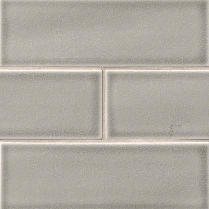 MS International Highland Park 12" x 12" Mosaic 4" x 12" Glossy Dove Gray