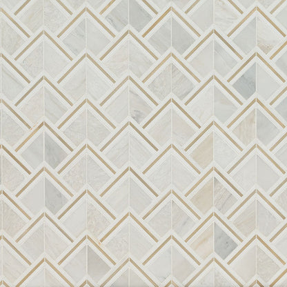 MS International Decorative Mosaic 12" x 12" Geometric Luxor Kona Gold