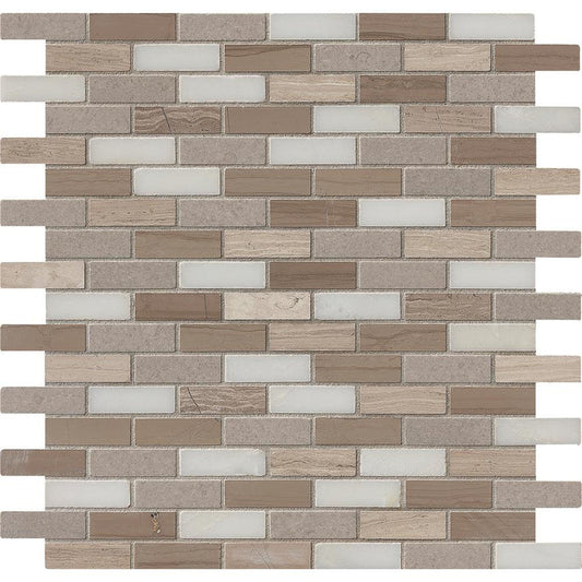 MS International Decorative Mosaic 12" x 12" Brick 0.6" x 2" Arctic Storm 
