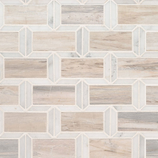 MS International Decorative Mosaic 12" x 12" Framework Angora