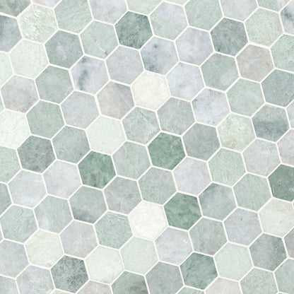 MS International Decorative Mosaic 12" x 12" Hexagon 2" Icelandic Green