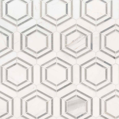 MS International Decorative Mosaic 12" x 12" Geometric Georama Grigio