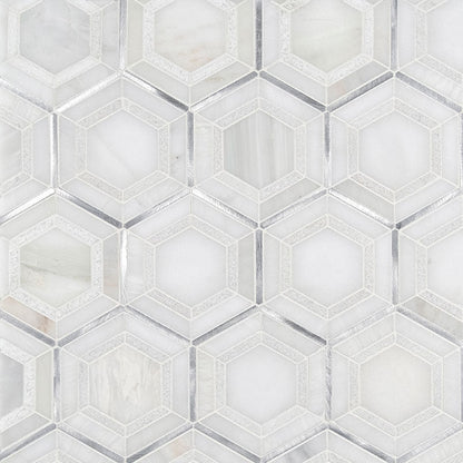 MS International Decorative Mosaic 12" x 12" Hexagon Medici Silver