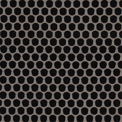 MS International Domino 12" x 12" Penny Round GLossy Nero