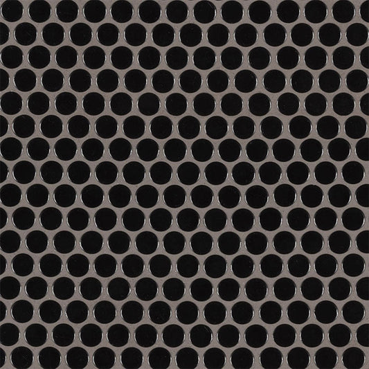 MS International Domino 12" x 12" Penny Round GLossy Nero