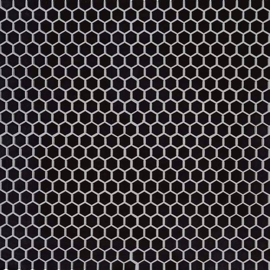 MS International Domino 12" x 12" Hexagon 1" Glossy Black