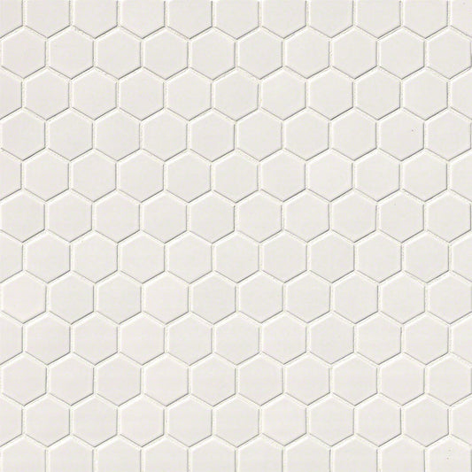 MS International Domino 12" x 12" Hexagon 2" Matte White