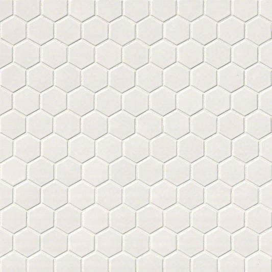 MS International Domino 12" x 12" Hexagon 2" White