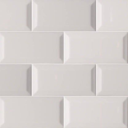 MS International Domino 12" x 12" Beveled 3" x 6" Glossy Gray